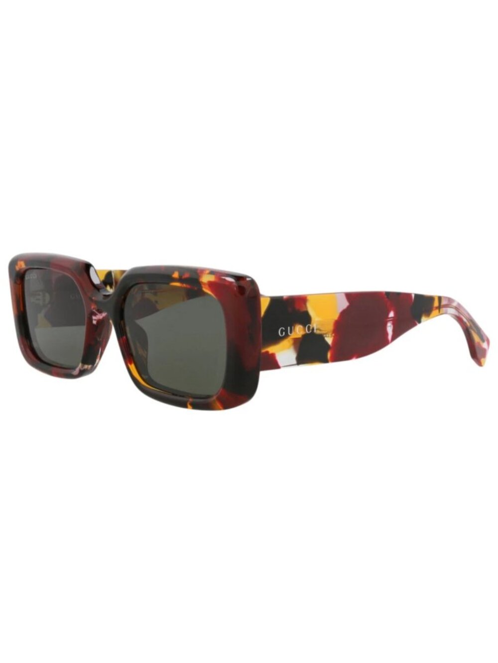 New Gucci Women's Sunglasses Square Rectangle Recycled Acetate Frame Burgundy